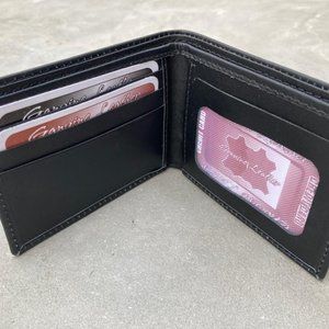 Handmade Leather Wallet Black Men Card Holder Bifold Purse Multi Card Holder
